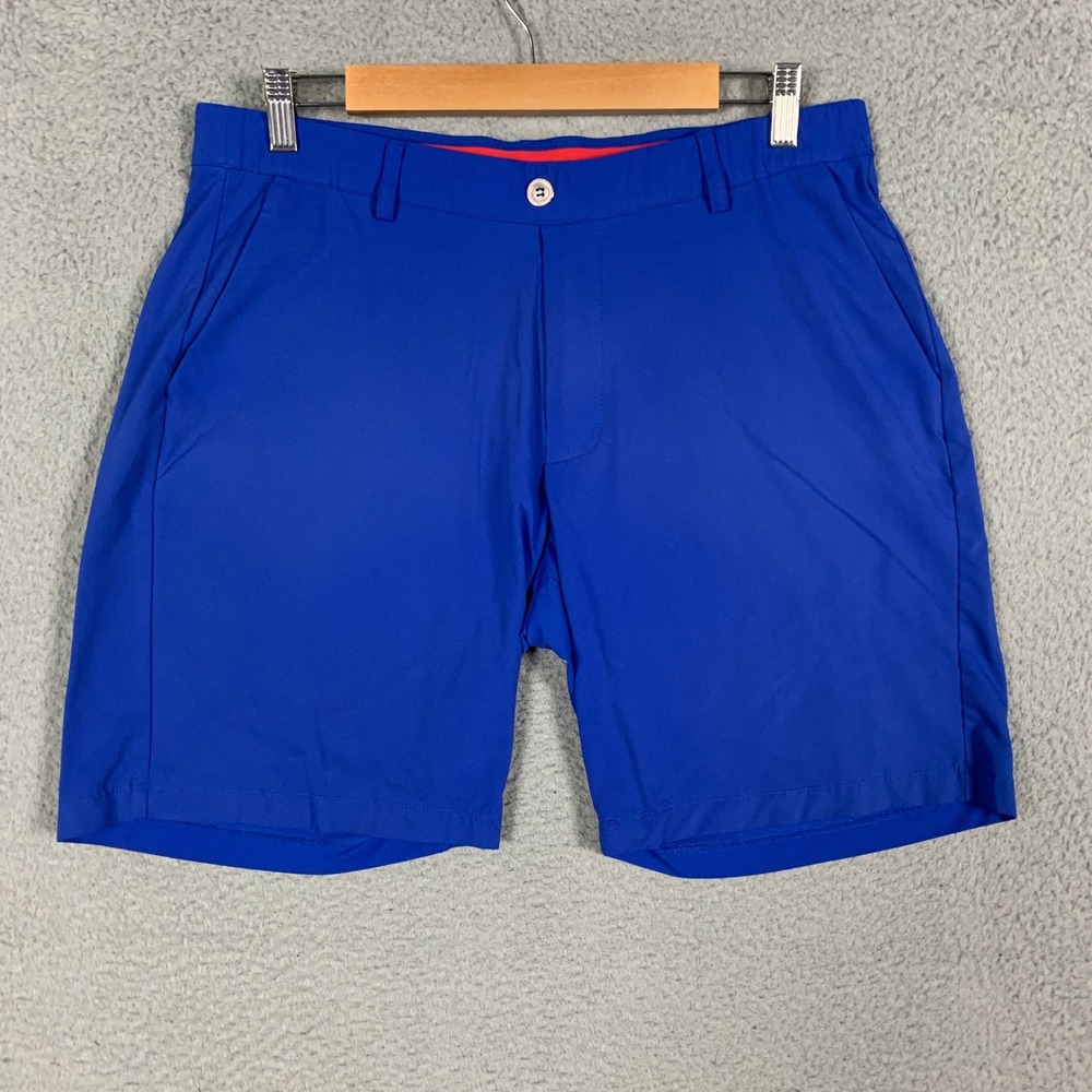 REDVANLY Kent Golf Shorts Mens Large Blue Performance Stretch Flat Front Active